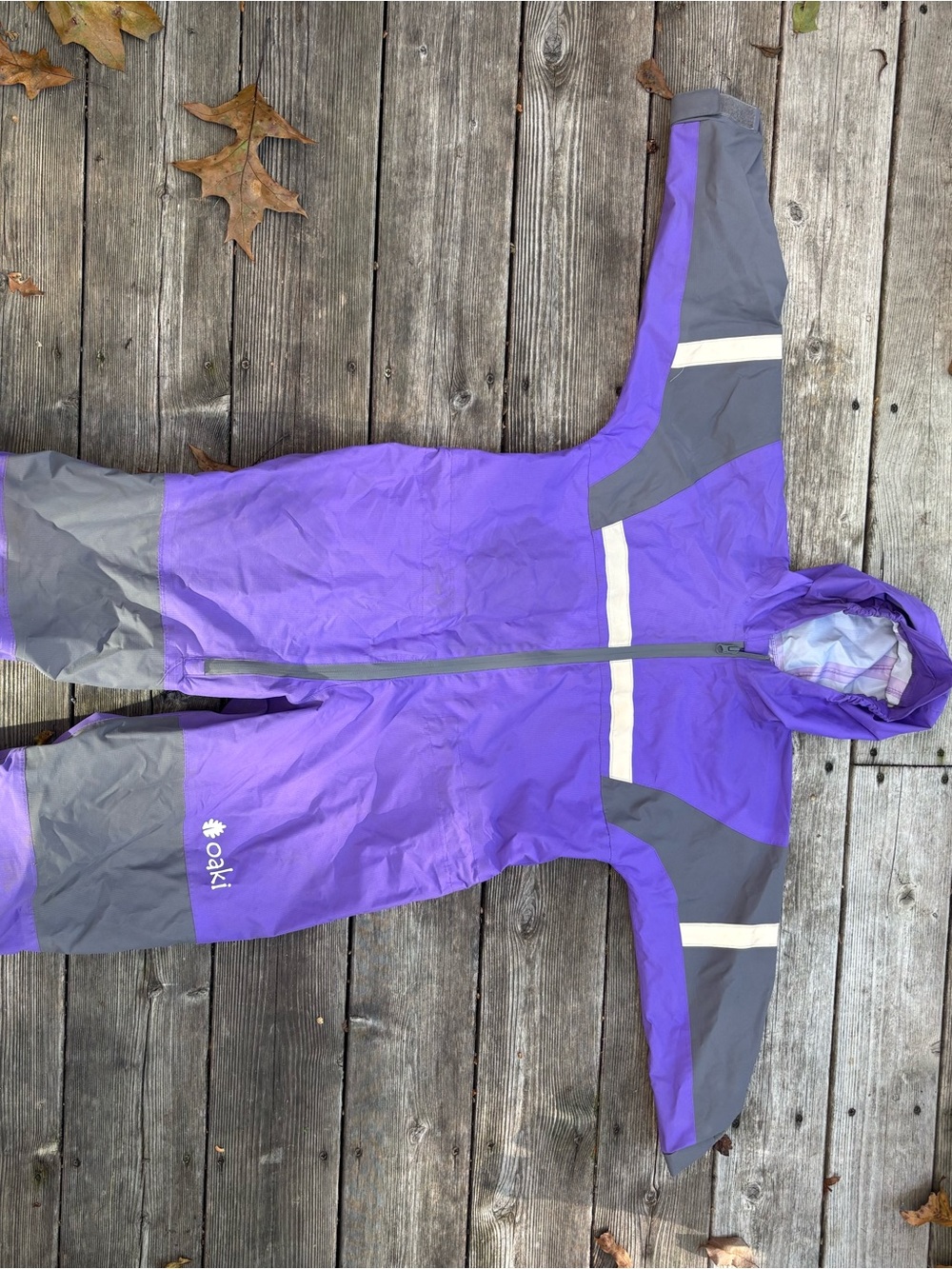 Oaki Purple & Gray Kids All-Weather Hooded rain suit